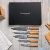 Damascus Steel Knife Set with Olive Wood Handles