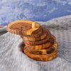 Olive Wood Coaster Set with Pin Holder