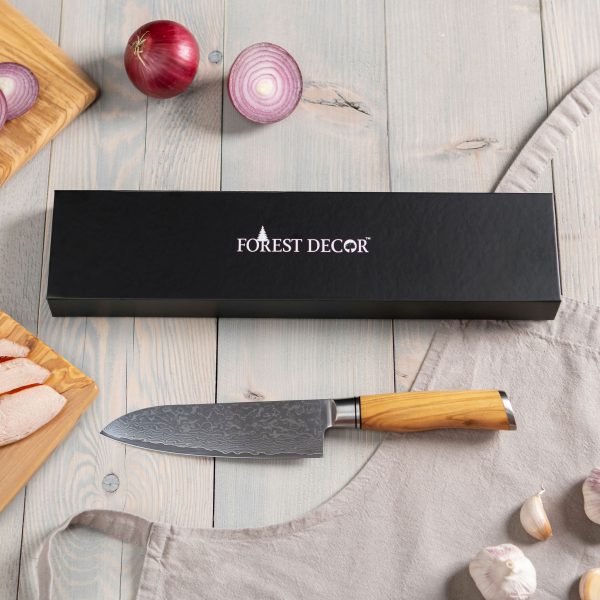 5-Piece Damascus Steel Knife Set with Olive Wood Handles