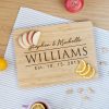 Personalized cutting board with the names 