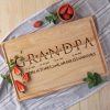 A personalized wooden cutting board with the word 