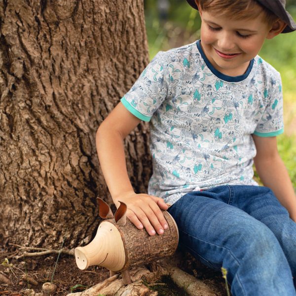 Personalized Wooden Piggy Bank with Bark