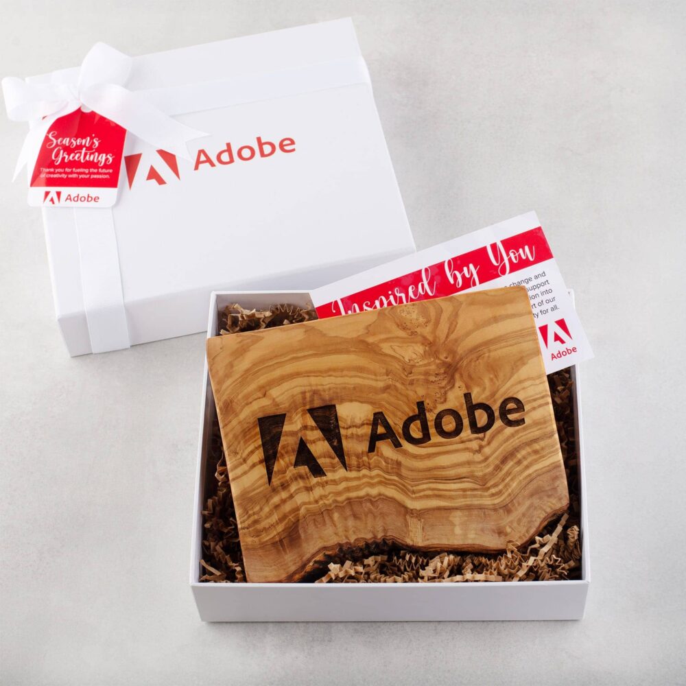 corporate gift box with live edge cutting board
